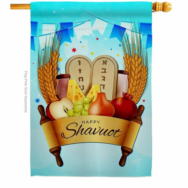 Patio Trasero Happy Shavuot Religious Double-Sided Garden Decorative House Flag, Multi Color PA3900511